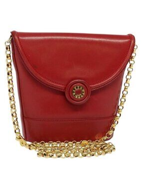 Authentic TIFFANY&Co. Chain Shoulder Bag Leather Red Gold